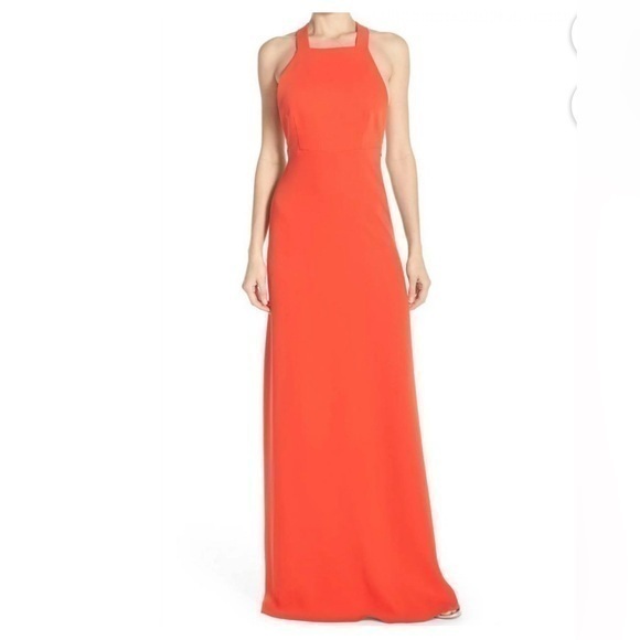 Jill Jill Stuart NEW Orange Womens Size 8 Straight-Neck Gown Dress - Picture 1 of 9